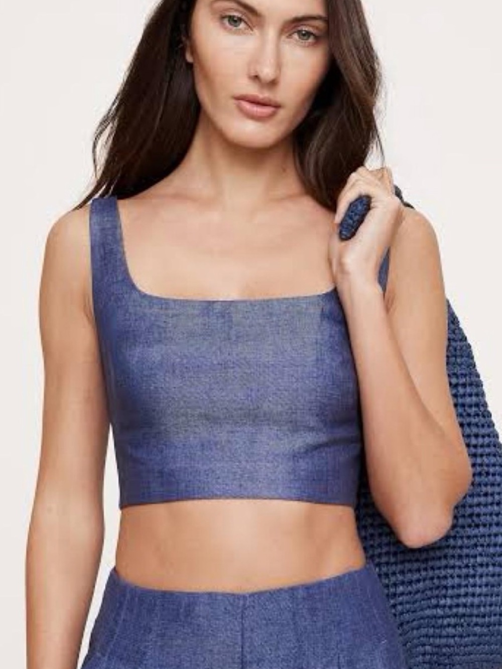 Banana Republic Indigo Blue Square-Neck Crop Top | Size M